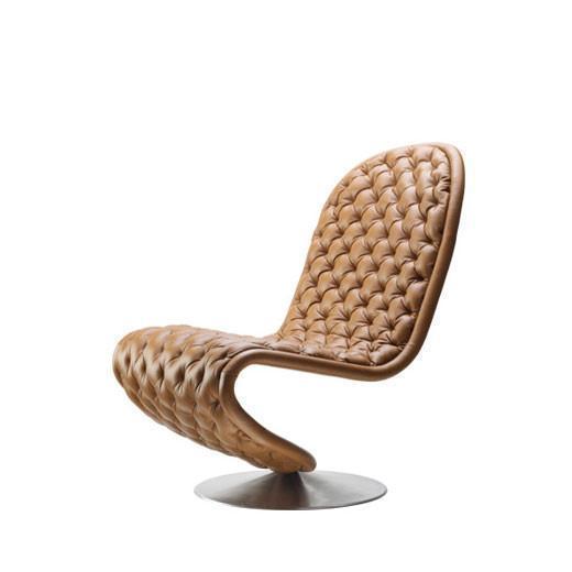 Brown woven leather chair with a sleek ergonomic design and a silver metal base. Perfect for modern interiors.