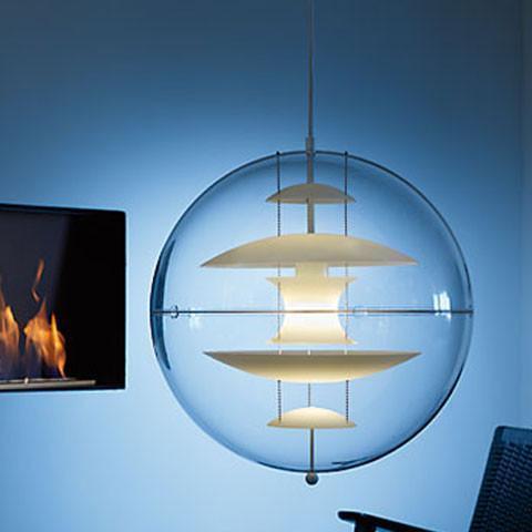 Modern clear glass pendant lamp with layered white shades, creating a sleek and minimalist look.