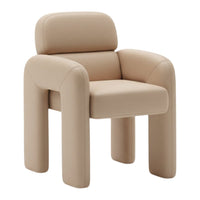 Beige ergonomic armchair with smooth curves and minimalist design. Perfect for modern interiors and cozy spaces.