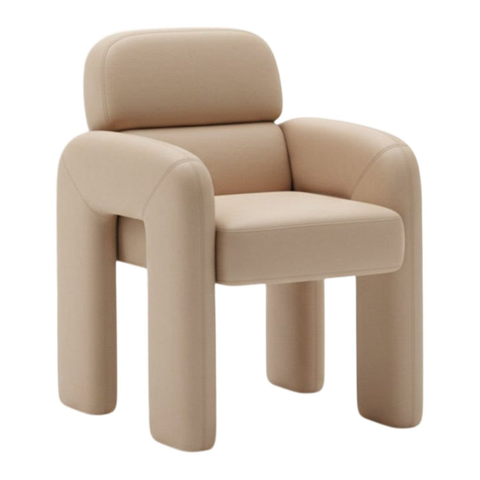 Beige ergonomic armchair with smooth curves and minimalist design. Perfect for modern interiors and cozy spaces.