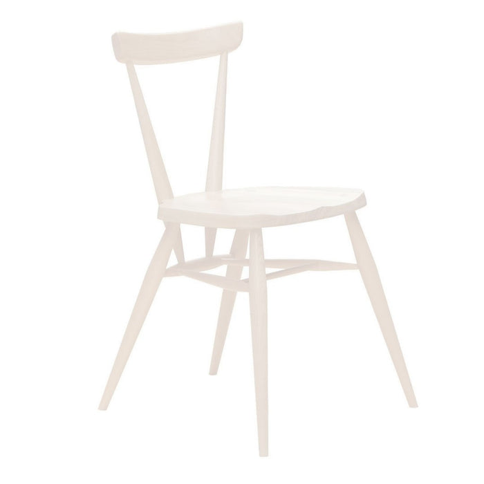 Minimalist white wooden chair with a sleek design and natural wood grain accents. Perfect for modern decor.