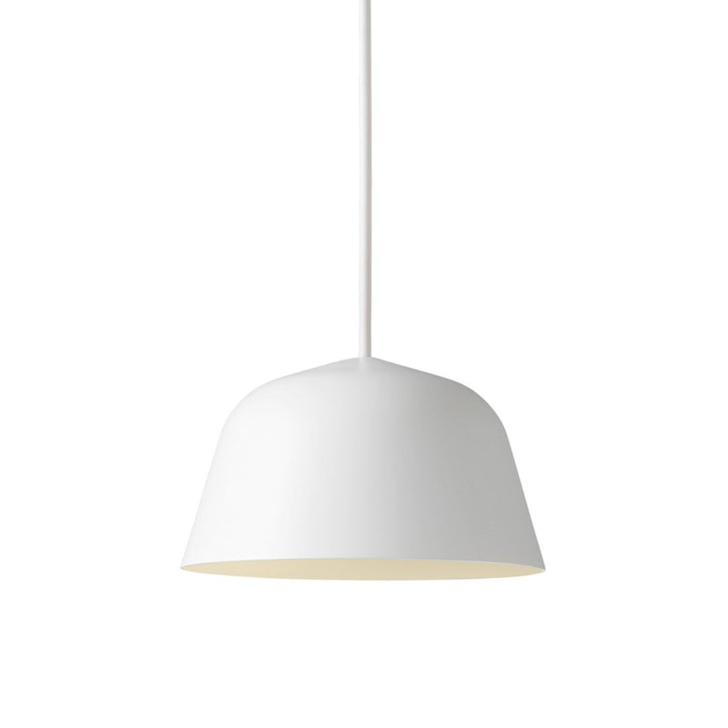 White modern pendant lamp with a sleek, rounded shape and smooth matte finish. Perfect for minimalist decor.