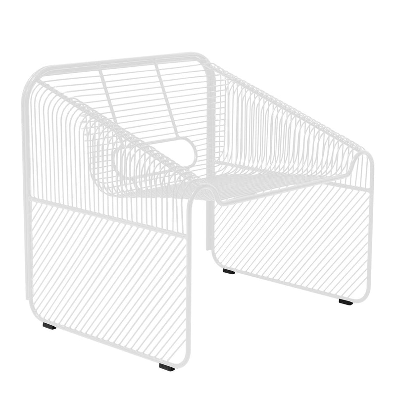 White wire chair with a modern design featuring clean lines and an open, geometric pattern. Ideal for contemporary spaces.