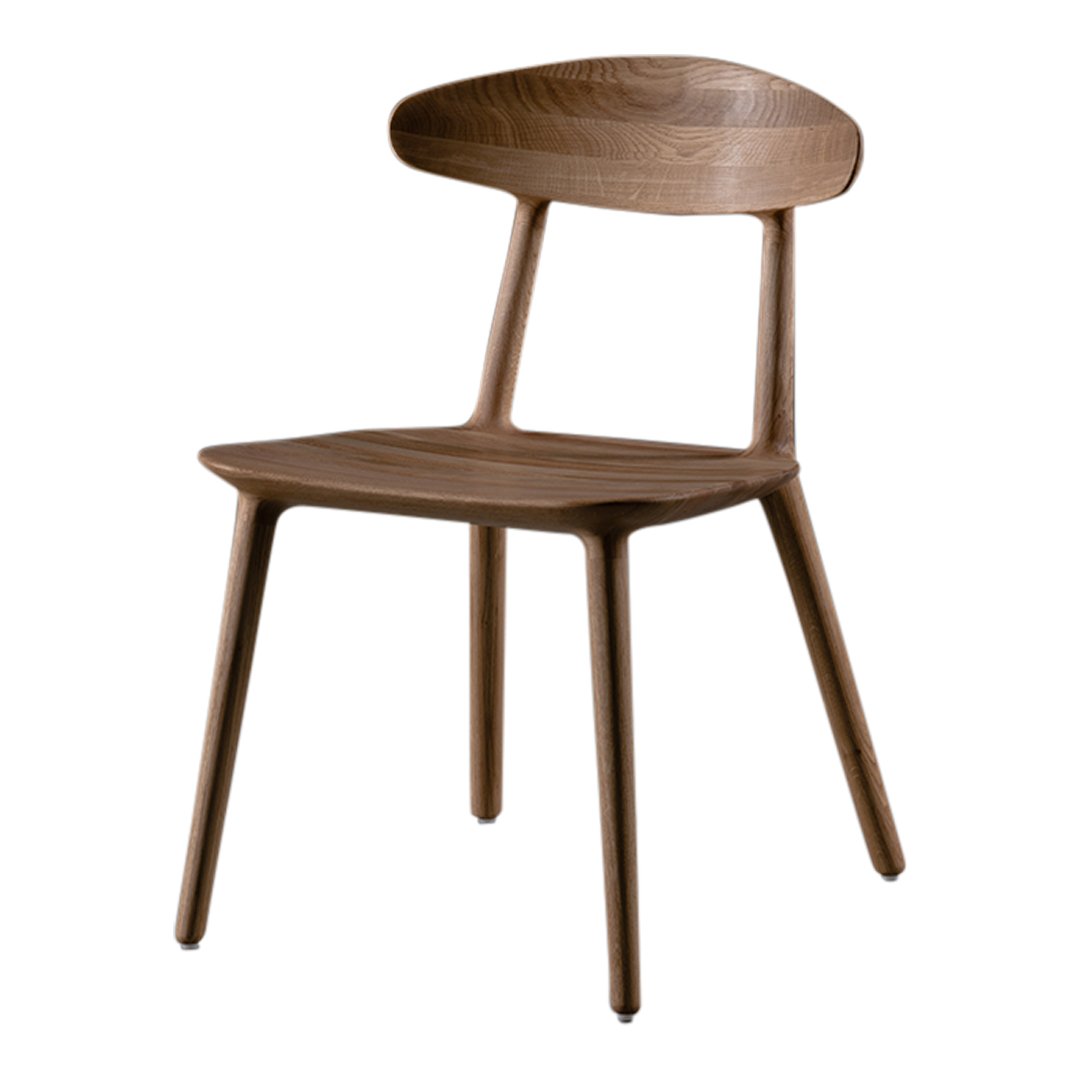 Elegant walnut wood chair with a smooth, natural finish and minimalist design. Perfect for modern interiors.