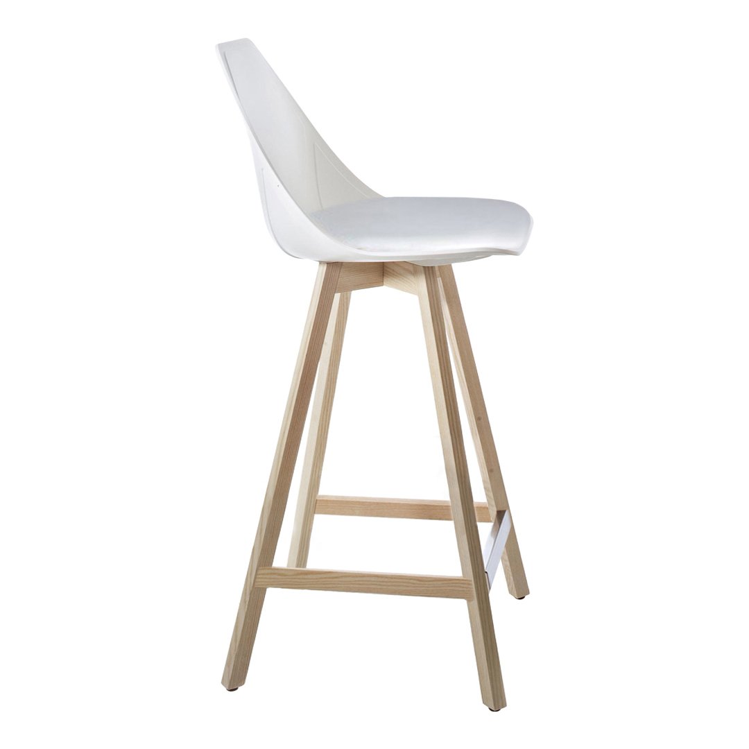 X Counter Stool w/ Wood Base - Seat Upholstered