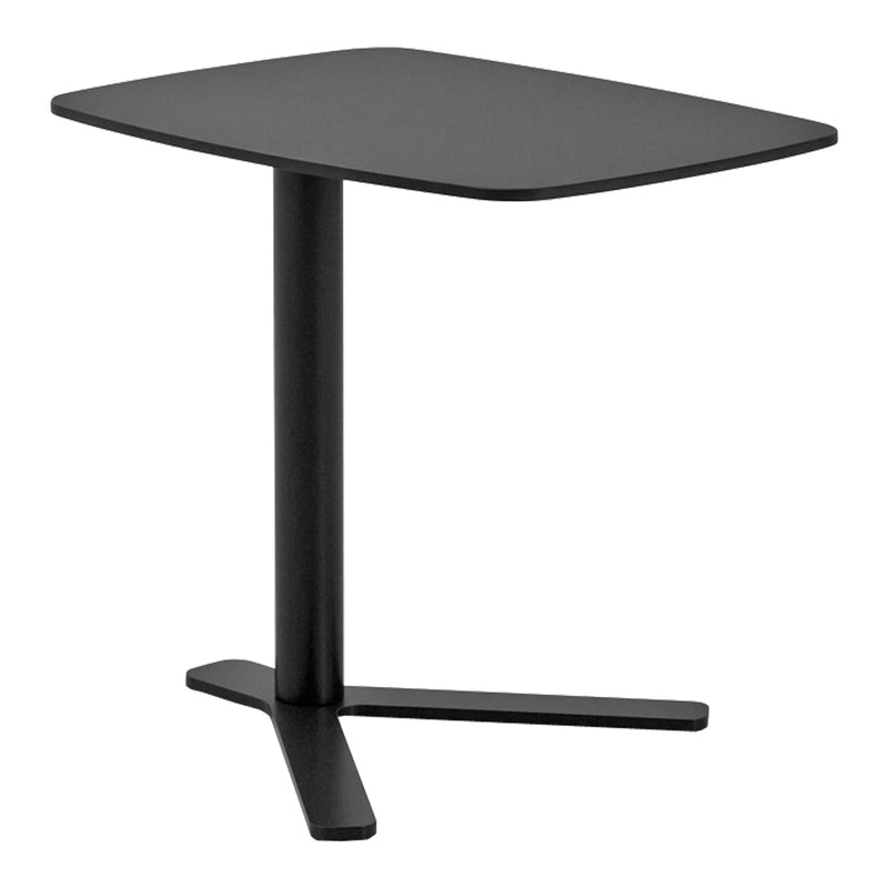 "Modern black side table with a sleek, minimal design and a square top, perfect for contemporary decor."