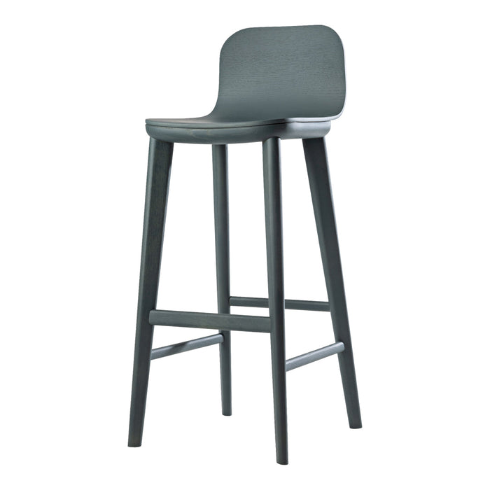Modern black barstool with a sleek, minimalist design and smooth, matte finish. Perfect for contemporary spaces.