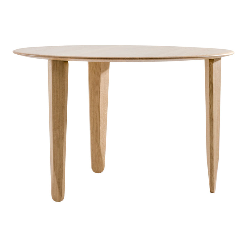 Light wood round table with a smooth, natural finish and clean, minimalist design. Perfect for modern decor.