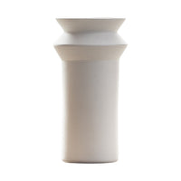 "Elegant white ceramic vase with smooth, minimalist design and subtle texture patterns."